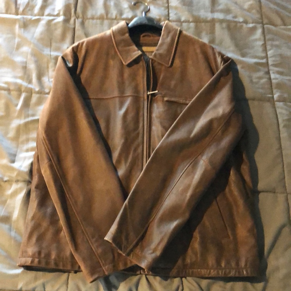 Men’s Wilsons Leather Large Brown Bomber Jacket with zip out thinsulate liner